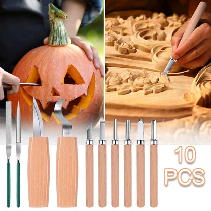 MILUOSONG Wood Carving Kit Box Wood Carving Tools Hand Carving Knife Set with hand Files for Wood,Model,Spoon,Pumpkin, Vegetables Carving Kit for Kids Adults Beginners Woodworking DIY