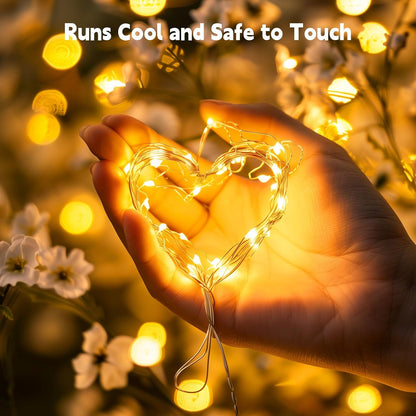 99Feet 300LEDs Fairy Lights Plug in, Warm White String Lights, Waterproof Flexible Silver Wire Starry Lights