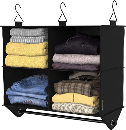 ClosetMaid 4-Shelf Closet Fabric Hanging Organizer with Garment Rod for Shirts, Sweaters, Pants, Hats, Shoes, Purses