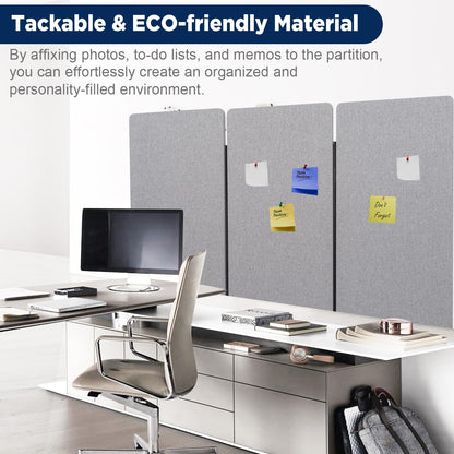 Room Divider Soundproof Privacy Panel with Wheels, 3 Panel Portable Office Wall Divider for Room Partition, Soundproof Partition Room Dividers Cubicle Wall Temporary Wall Space Separator for Office