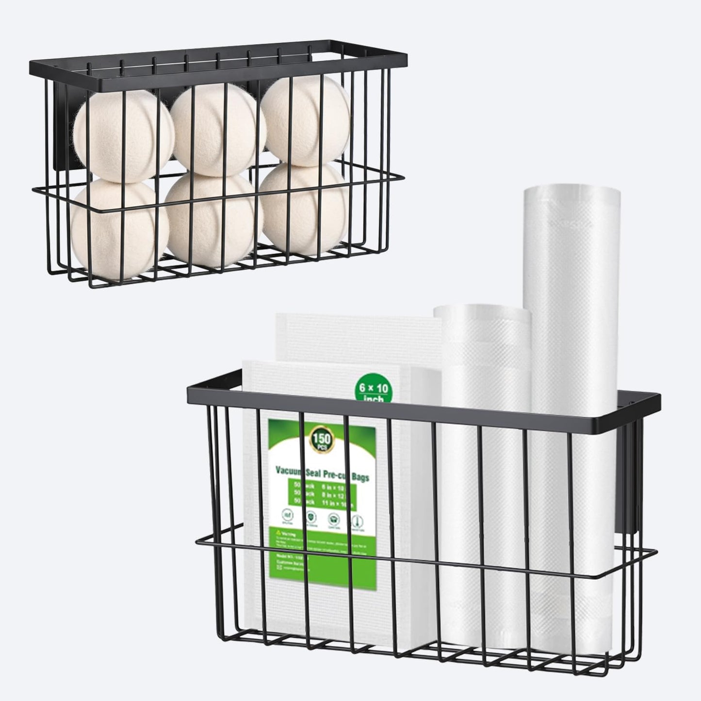2-Pack Magnetic Basket, Dryer Ball Holder for Laundry Room Organization