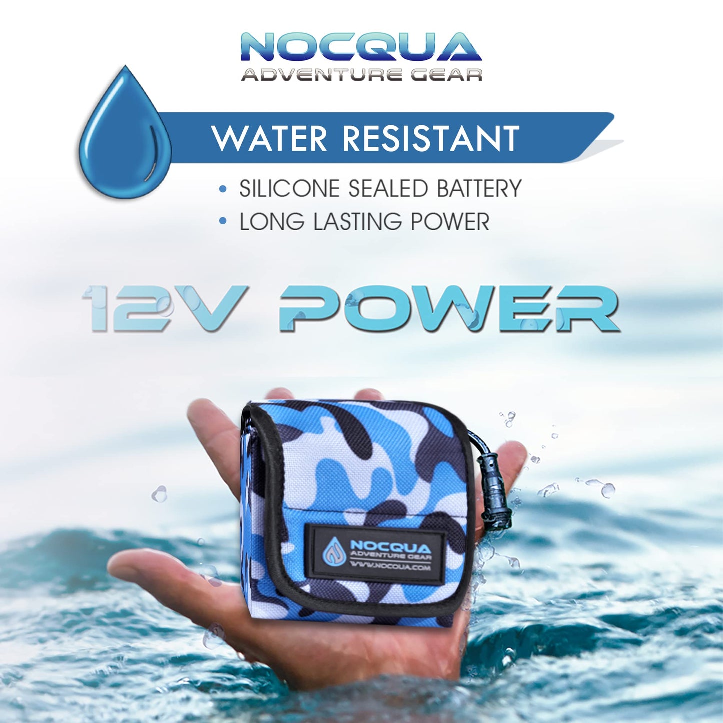 NOCQUA Pro Power Water-Resistant Battery & Charger Kit - Compatible with GPS, Depth & Fish Finders, & Most 12 Volt Electronics