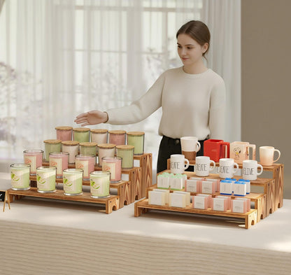 14 Inch Large Wooden Tiered Riser Display Stands, 2 Set Stackable Wooden Cupcake Stand Dessert Table Display Set,Tiered Shelf Organizer,Display Stands Shelf,Vendor Booth Display Items for Vendor Events