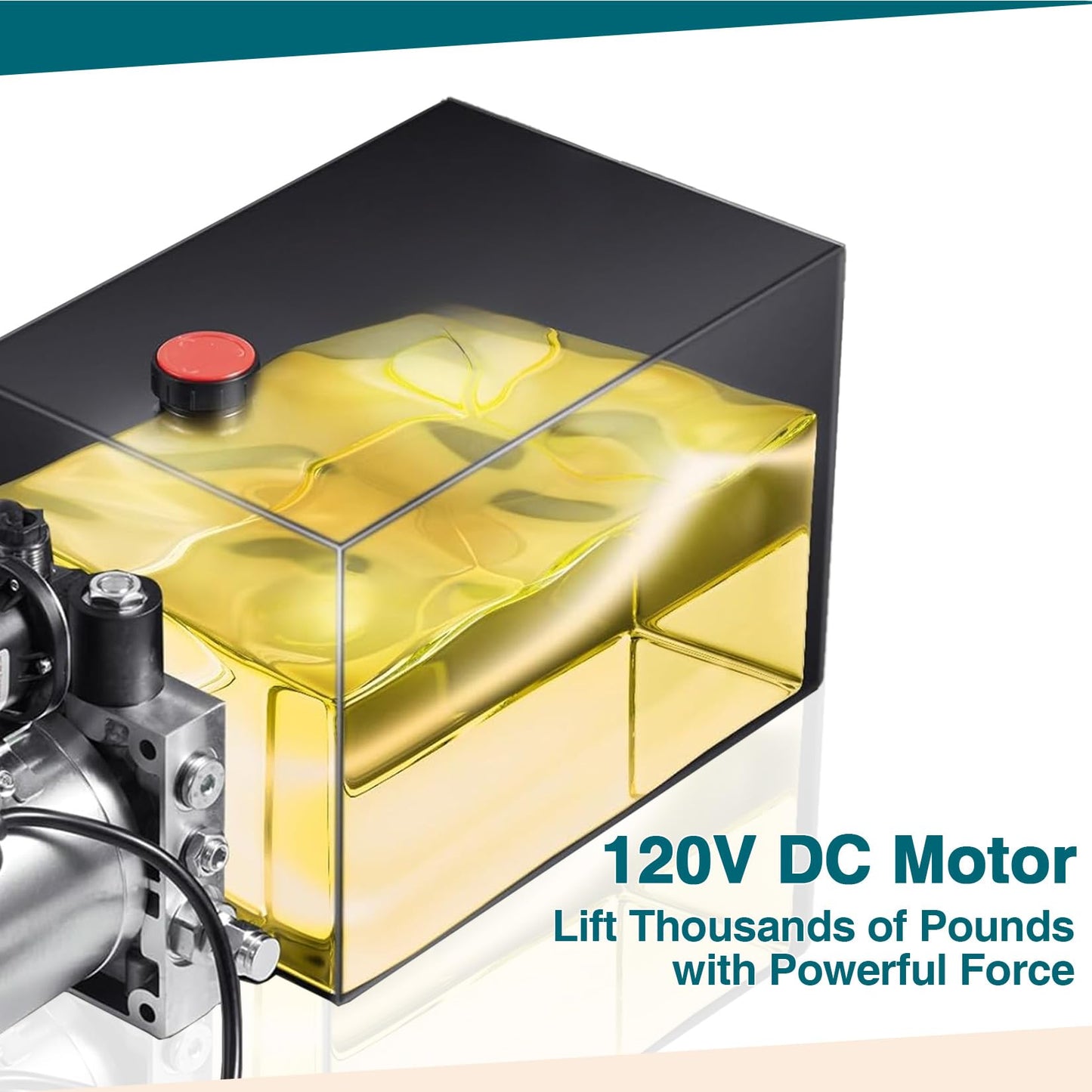 4 Quart Hydraulic Pump Single Acting Hydraulic Dump Trailer Pump 3200 PSI Hydraulic Power Unit with 12V DC Metal Oil Reservoir, Single Action Powering Unit, SAE #6 Ports