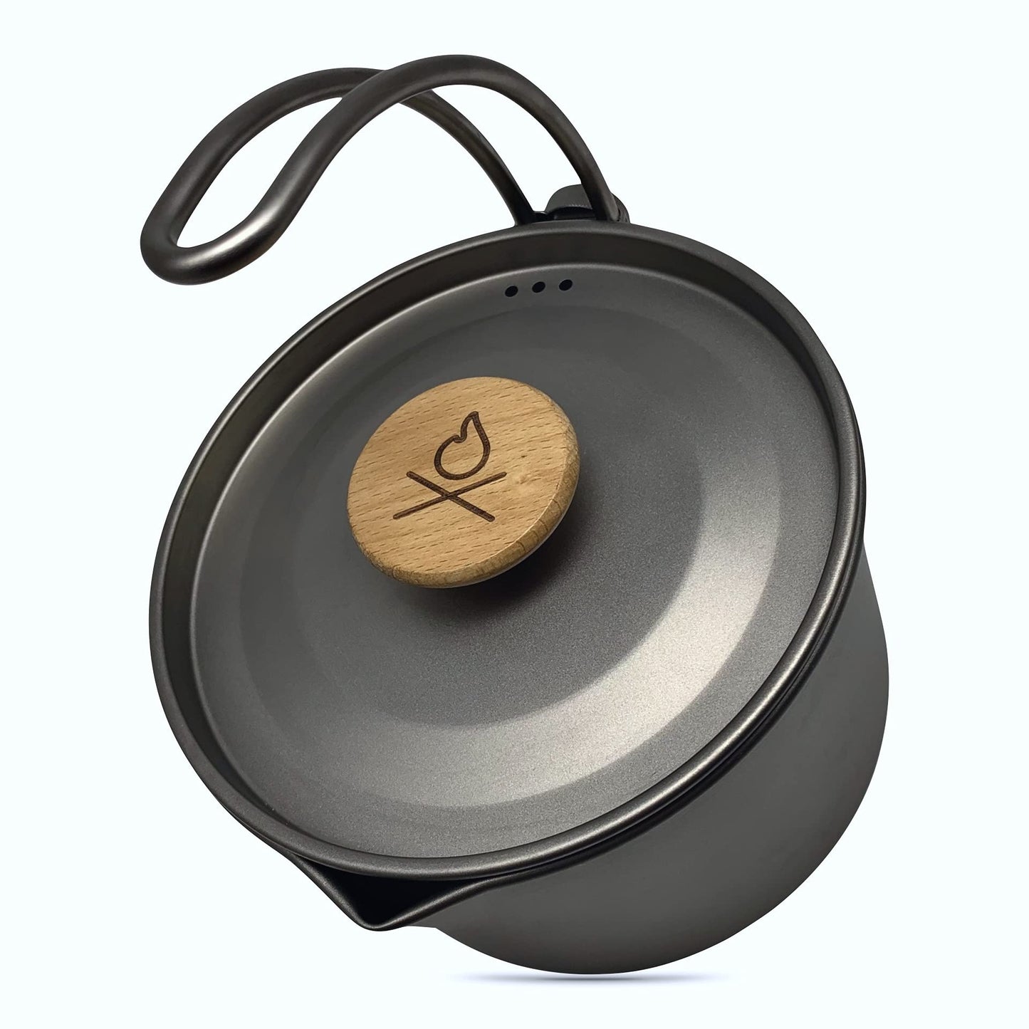 überleben Kessel Titanium Camping Kettle for Boiling Water - Camping Tea Kettle w/Steam Vented Lid, 37fl oz (1.1L) - Camp Fire Coffee Pot w/Canvas Bag - Bushcraft Camping Essentials