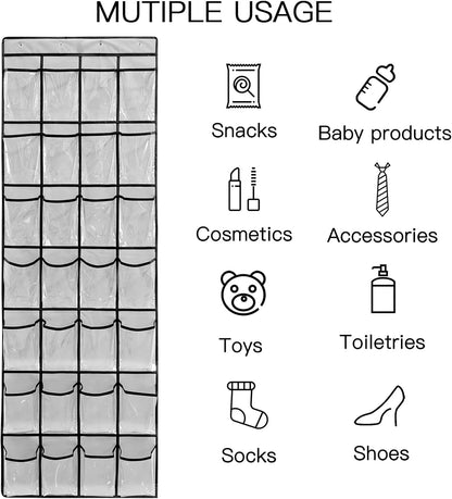 28 1 Pack Closet 4 Large Transparent Pockets Over The Door Shoe Organizer Sturdy Hanging Shoe Rack for Door Sneakers