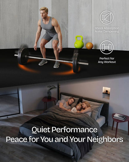Vivaluz 0.56 Inch Thick 96 Sq Ft Gym Flooring for Home Gym, 24 Tiles Robust Rubber Top with Eva Foam Exercise Equipment Mats, Protective Flooring Puzzle Mat for Fitness Room