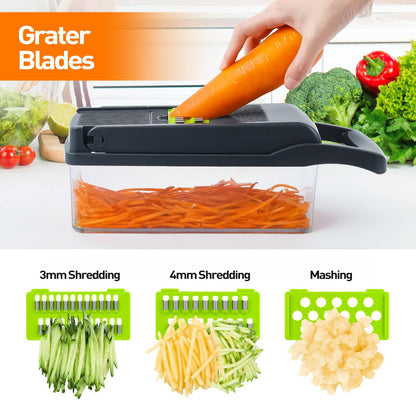 APSARAS USA Pro 15 in1 Vegetable Chopper, Food Chopper with Container, Veggie Cutter & Spiralizer for Onion Salad, Slicer&Spiralizer(Home Essential Gadget&Kitchen) 1.5L