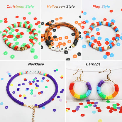 Redtwo 23000 Pcs Clay Beads Bracelet Making Kit, 144 Colors 7 Boxes Flat Polymer Heishi Beads Set for Friendship Jewelry Making with Pendant Charms Crafts Gifts for Girls Ages 6-12 Kids Adults