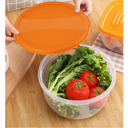 SCWBOEII 7Pcs Round Mixing Bowl Set Salad Bowl with Airtight Lids Plastic Nesting Mixing Bowl Set for Packing and Serving Christmas Salads Candies Cookies, Microwave Safe