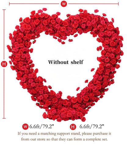 Red Artificial Floral Heart-Shaped Rose Arch Backdrop, Suitable for proposals, Anniversaries, Parties and Event Decorations (Stand not Included).