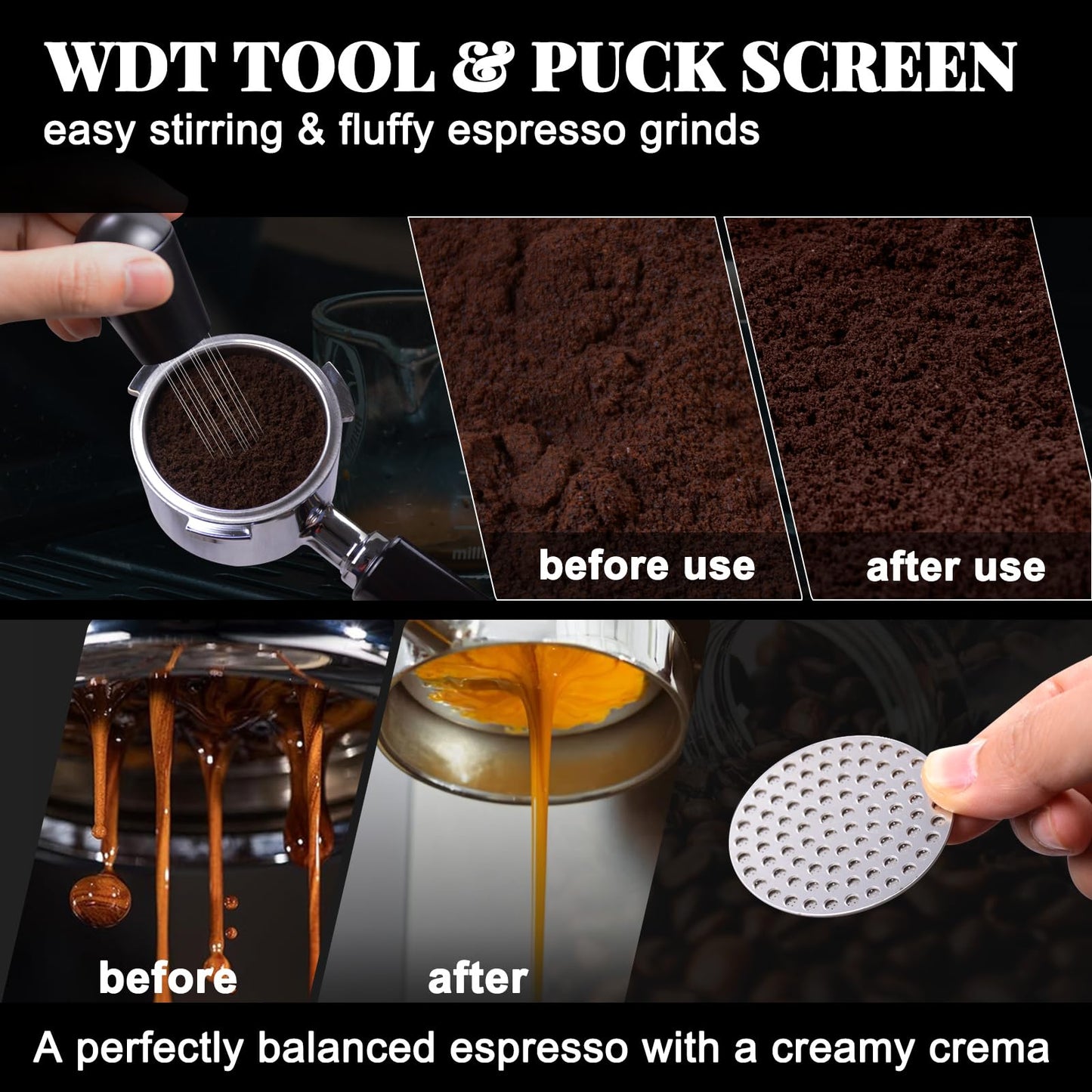 Fosinsee Espresso Accessories Kit 51mm, Coffee Tamper Set with Espresso Tamper, WDT Tool, Espresso Tamper Mat, Espresso Dosing Funnel, Puck Screen, Espresso Tools for 51mm Coffee Machine Accessories