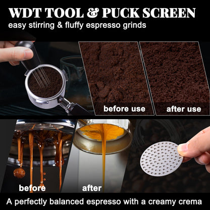Fosinsee Espresso Accessories Kit 51mm, Coffee Tamper Set with Espresso Tamper, WDT Tool, Espresso Tamper Mat, Espresso Dosing Funnel, Puck Screen, Espresso Tools for 51mm Coffee Machine Accessories