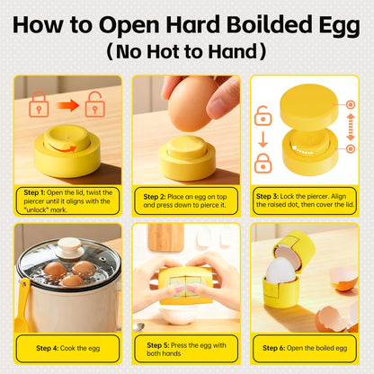 Innovative 2 in 1 Egg Shell Opener, Hard Boiled Egg Peeler Cracker with Piercer, Cute Egg Separator for Raw Eggs, Home Kitchen Gadgets Tool