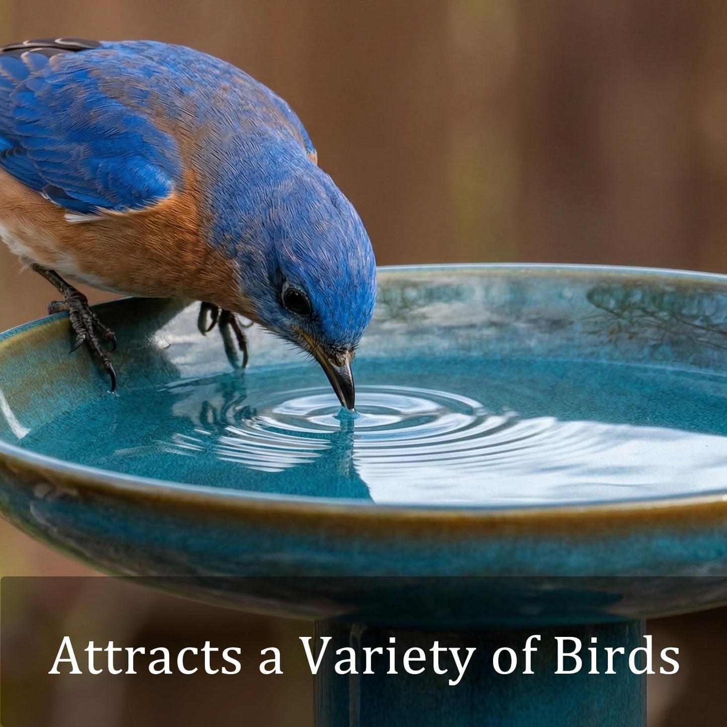 Dneuoir Ceramic Bird Bath for Outside, 19.7 Inch Tall Outdoor Birdbath, Reactive Glaze Bird Baths with Detachable Large Bowl for Outdoors, Garden, Floor, Balcony, and Lawn