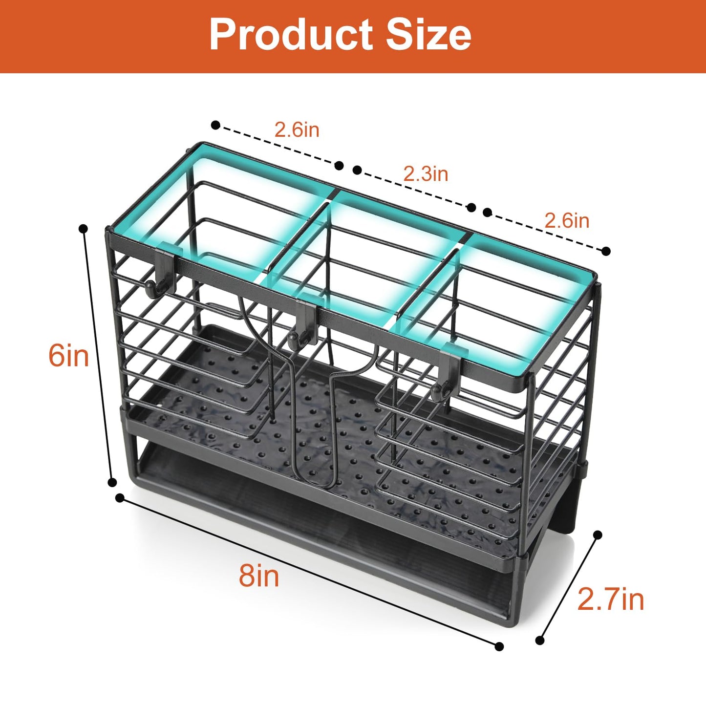 Utensil Holder, Stainless Steel Utensil Drying Rack with 3 Compartments and Automatic Drain Tray for Kitchen Counter, Silverware Cutlery Flatware Holder Forks, Knives, Spoons, Chopsticks Organizer