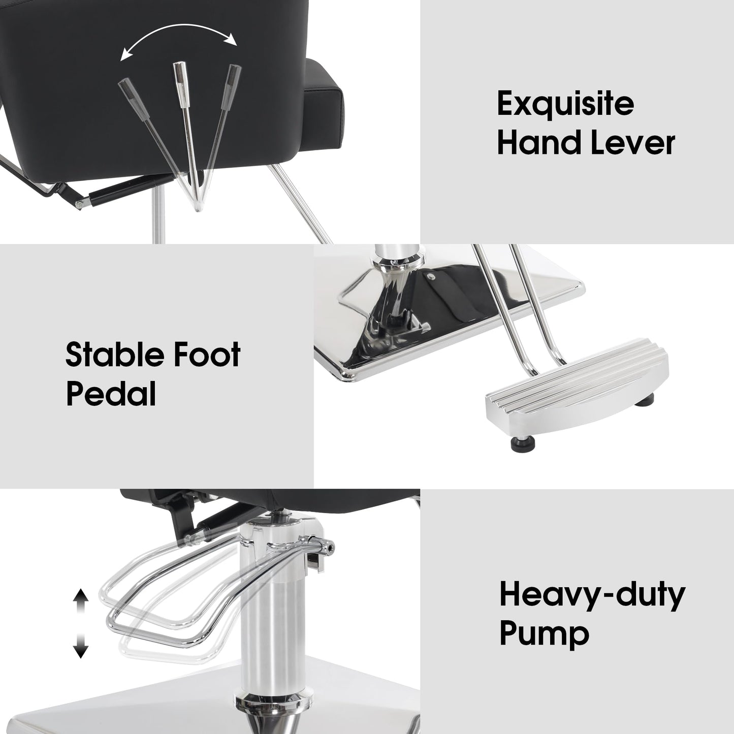 BarberPub Classic Barber Chair with Hydraulic Pump, Reclining Salon Chair for Hair Stylist, Barbershop, Home Salon, Spa Styling Beauty Equipment 9410 (Black)