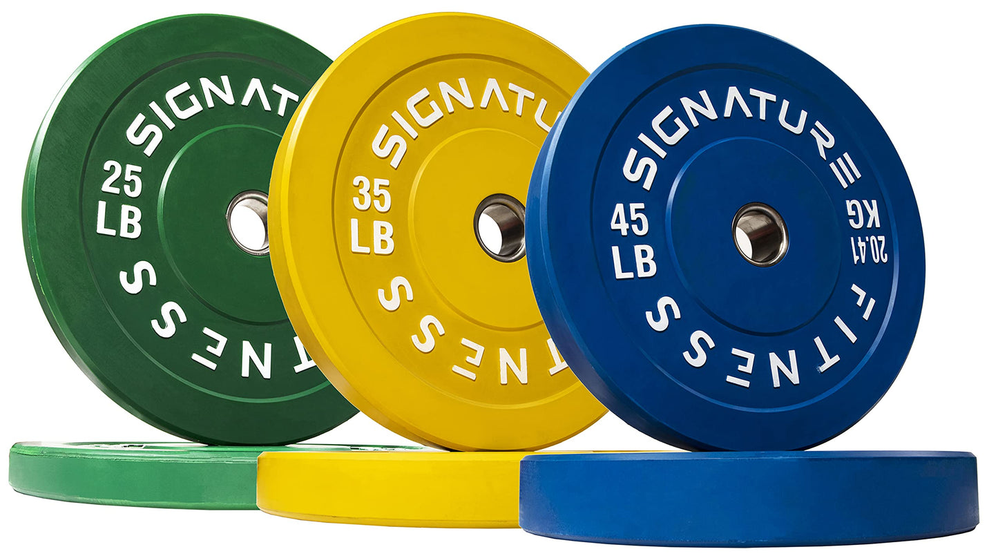 Fitvids 2" Olympic Bumper Plate Weight Plates with Steel Hub, 210LB Set (2X 25/35/45LB), Colored