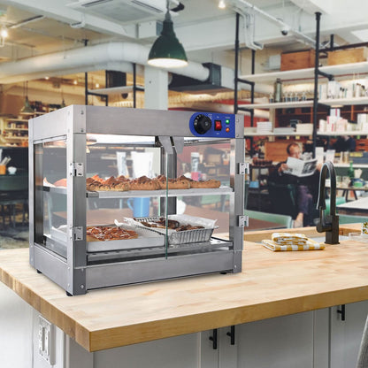 AMPERSAND SHOPS Commercial Food Warmer Pizza Pretzel Empanada Storage Display Cabinet (2-Tier)