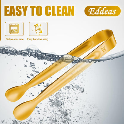 12 PCS Small Serving Tongs, 6" Mini Gold Sugar Tongs, Stainless steel Small Kitchen Tiny Food Tongs for Serving Food, Coffee Bar, Tea Party, Desserts Party and Ice Bucket