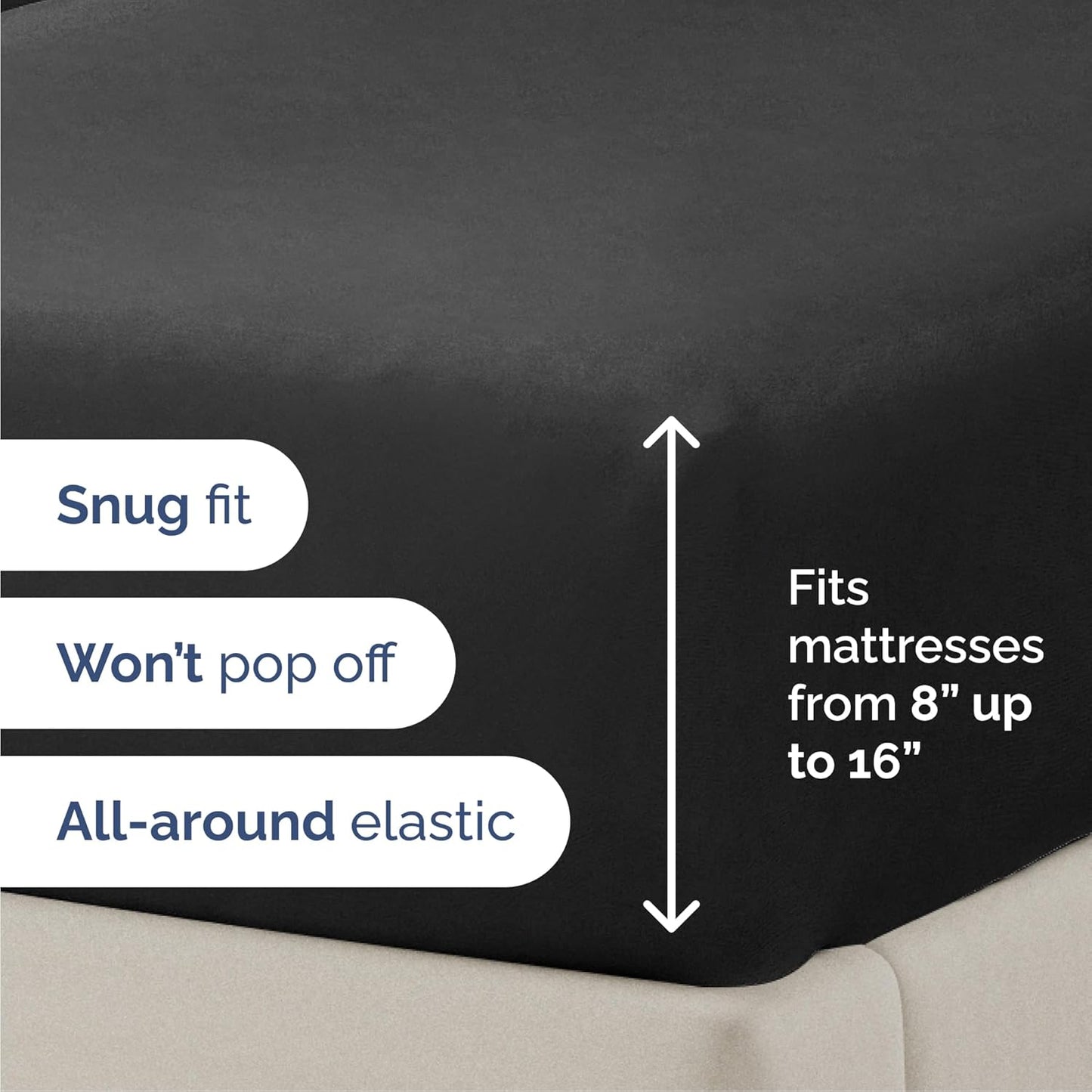 Skiennix Queen Size 4-Piece Sheet Set - Ultra-Soft Cooling Bedding - Deep Pockets, Wrinkle-Free - Black
