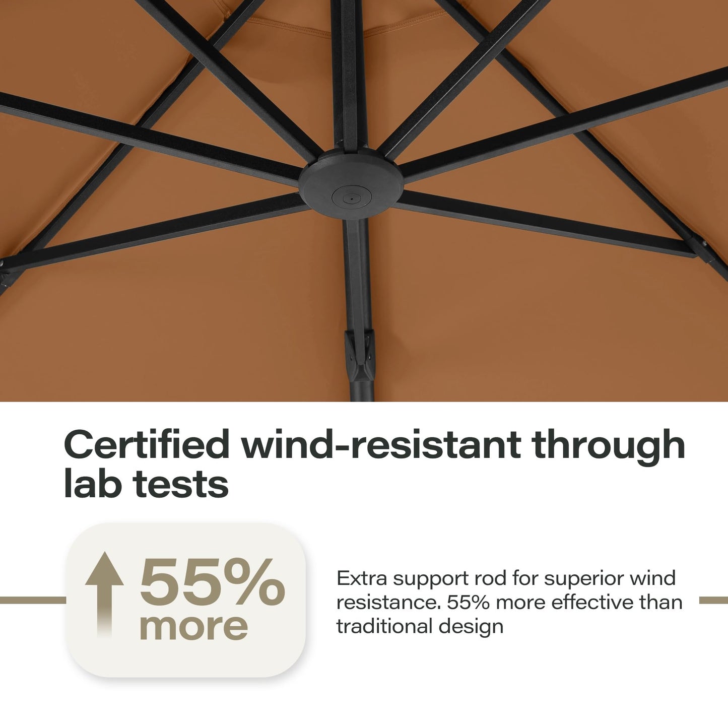 LAUSAINT HOME Outdoor Patio Umbrella with Base included, 12 FT Deluxe Curvy Cantilever Umbrella Offset Hanging umbrella with 360° Rotation for Market, Pool, Garden, Backyard, Deck (Tan, 12 FT)