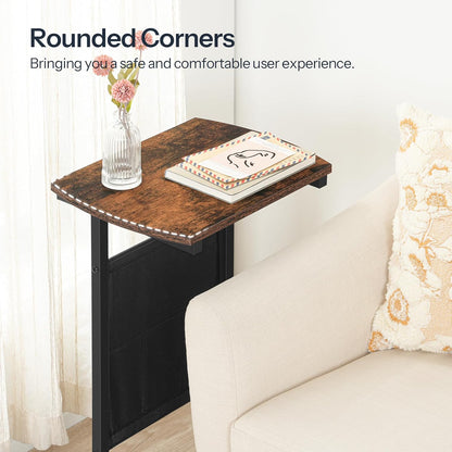28.3" BF40SF01 HOOBRO C Shaped End Table, Side Table for Small Spaces, Couch Table with Storage Bag, Slide Under Sofa