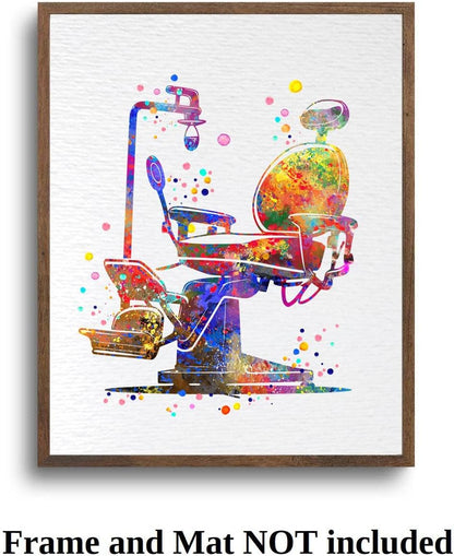 Dignovel Studios 8X10 Unframed Dentist Chair Art Print, Dental Tools Medical Wall Decor