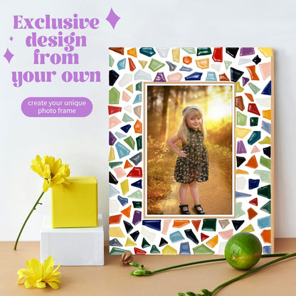 goldentime Decorate Your Own Mosaic Picture Frame - DIY Mosaic Craft Kits Fun Arts and Crafts for Adults Christmas Valentine Birthday Mother’s Day Gifts