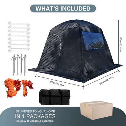 GOLDCAMP 3-4 Person Portable Steam Sauna Tent, Outdoor SPA Camping Detox Relaxation Quilted Box with Heat Retention Design, 86.6"X86.6"X75" Gray and Black with Carry Bag (NO Stove)
