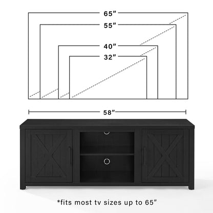 Crosley Furniture Gordon Low Profile TV Stand for 65+ inch TVs, Entertainment Center with Storage Shelves, Black