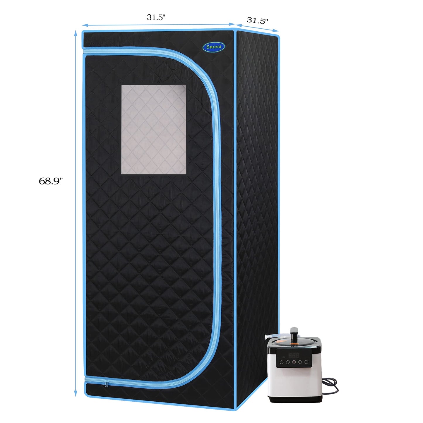 Person Steam Sauna for Men, Portable Sauna Tent for Women, 31.5"W Full Body Foldable Saunas Box with Steamer, Folding Chair, Stainless Steel Pipes Connector, for Home Apartment Spa Indoor, Black