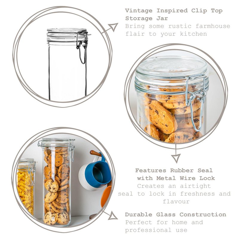 Rocco Bormioli Glass Spaghetti Jar, Fido Glass, Airtight Cap, Height 26 cm