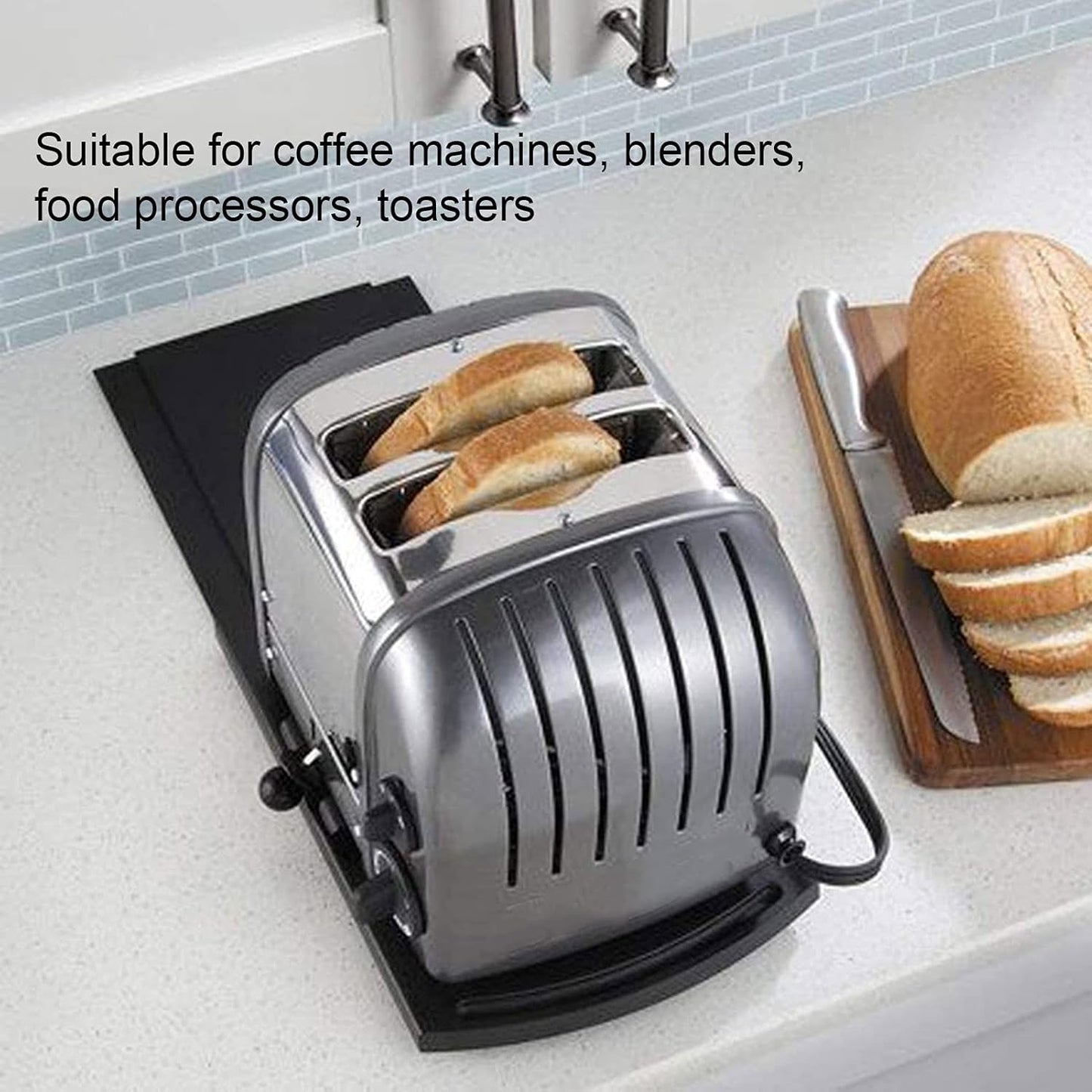 Kitchen Sliding Coffee Maker Tray Mat, Appliance Moving Caddy, Countertop Holder for Kitchen Utensils and Appliances.
