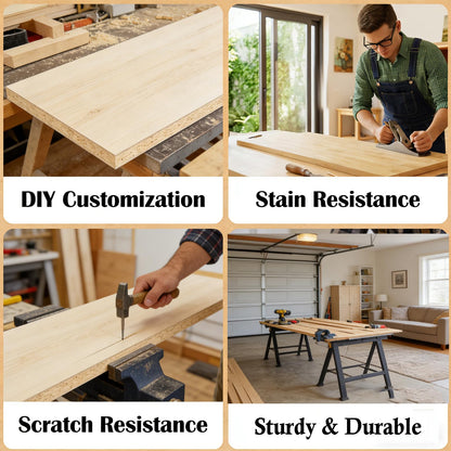 Intravast 96"x25" Butcher Block Countertop Island, 8FT Unfinished Solid Birch Wood DIY Countertop, Durable Counter Table Tops for Kitchen Bar, Workshop, Laundry Counters Dining Room Tables 1.5" Thick
