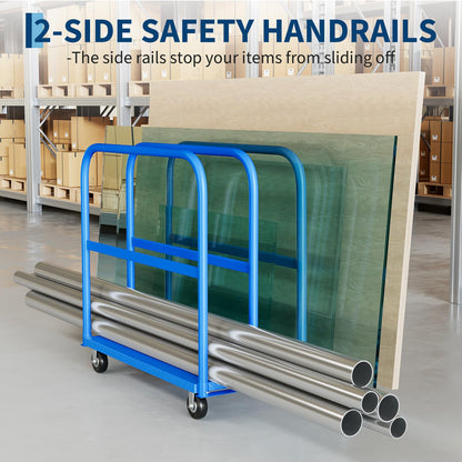 2000LBS Heavy Duty Folding Platform Truck - Q235 Steel Flatbed Hand Truck - 4 Swivel Wheels (2 Brakes) - Collapsible Push Cart Dolly for Warehouse, Workshop, Industrial Moving