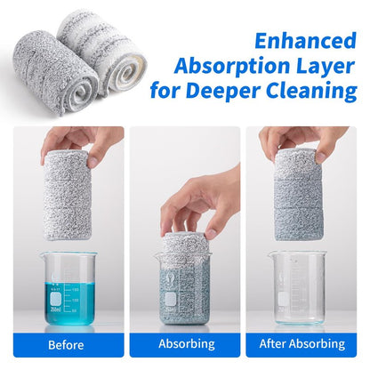 Oshang Flat Mop Head Refill, 13" X 4.9" Flat Mop Pads, Microfiber Mop Pads Flat Mop Replacement Heads (White and Grey)