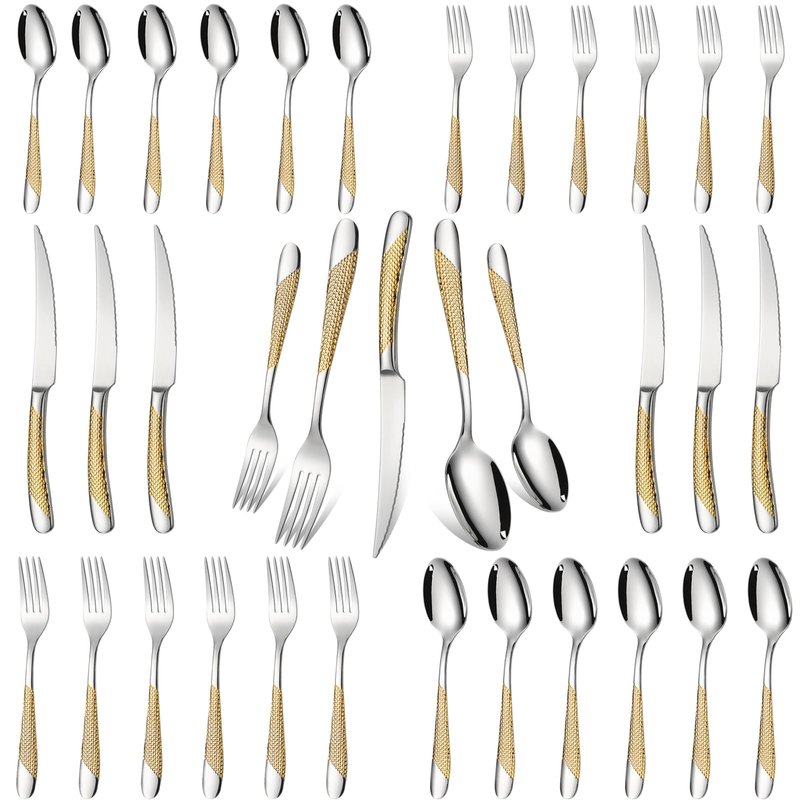 Silverware Set of 30 Stainless Steel Flatware Set Service for 6 Includes Knives Spoons Forks Kitchen Utensil Cutlery Sets For Home Kitchen Hotel