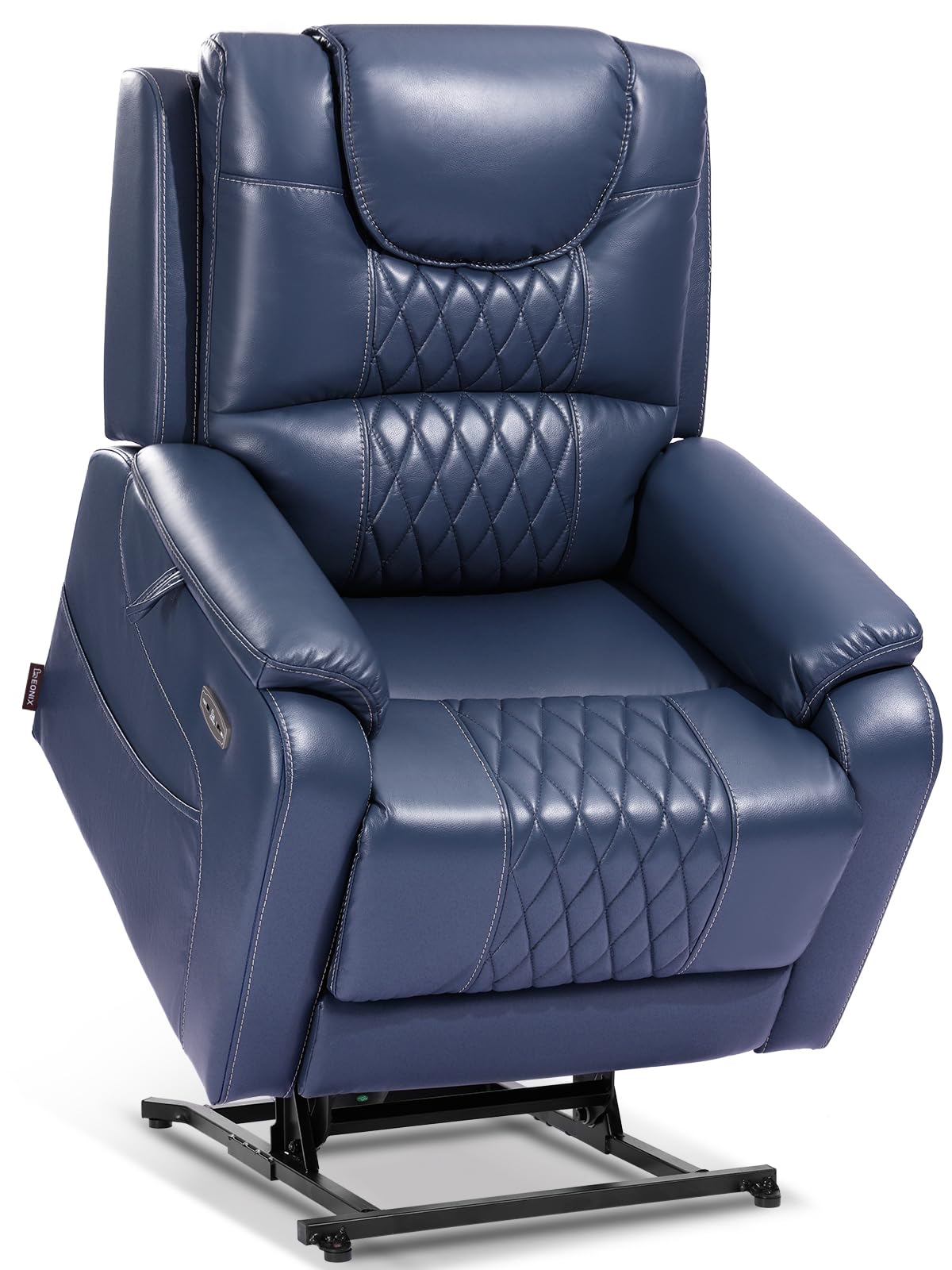 EONIX Triple Motor Lay Flat Power Lift Recliner Chair for Elderly with Massage, 400lbs Electirc Lift Chair for Living Room, Independent Adjustable Backrest Headrest, Entended Footrest, Navy Blue