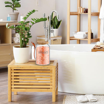 1 94 oz SiliFine Piece Bath Salts Glass Jar with Wooden Lid, Bath Salt Container with Scoop, Airtight Storage Bathtub