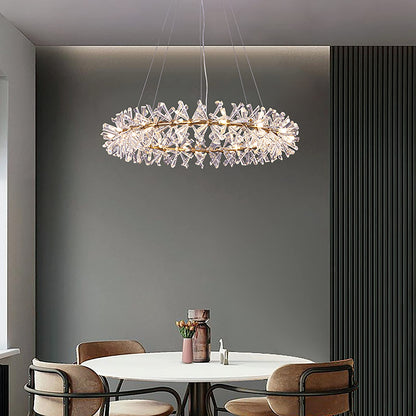 Axamate Modern Crystal Chandeliers D24 Gold Ring Chandelier Light Fixture Adjustable Hanging Ceiling Light for Living Room Bedroom Dining Room Laundry Room Foyer Kitchen Island
