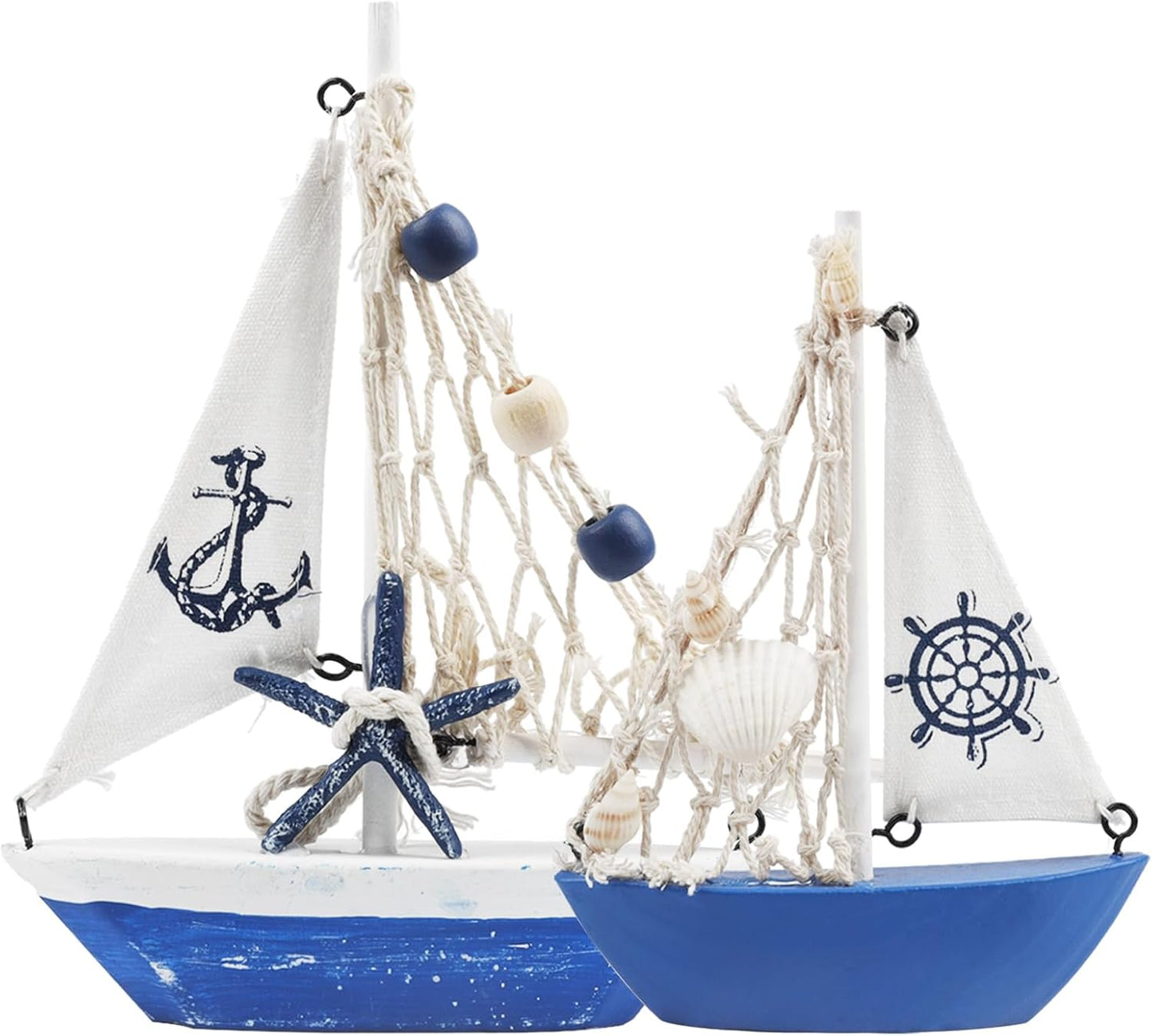 Meching Sailboat 2 Set Sailboat Mini Model Decoration PCS Wooden Sailing Boat Home Decor Nautical Decoration Sailing