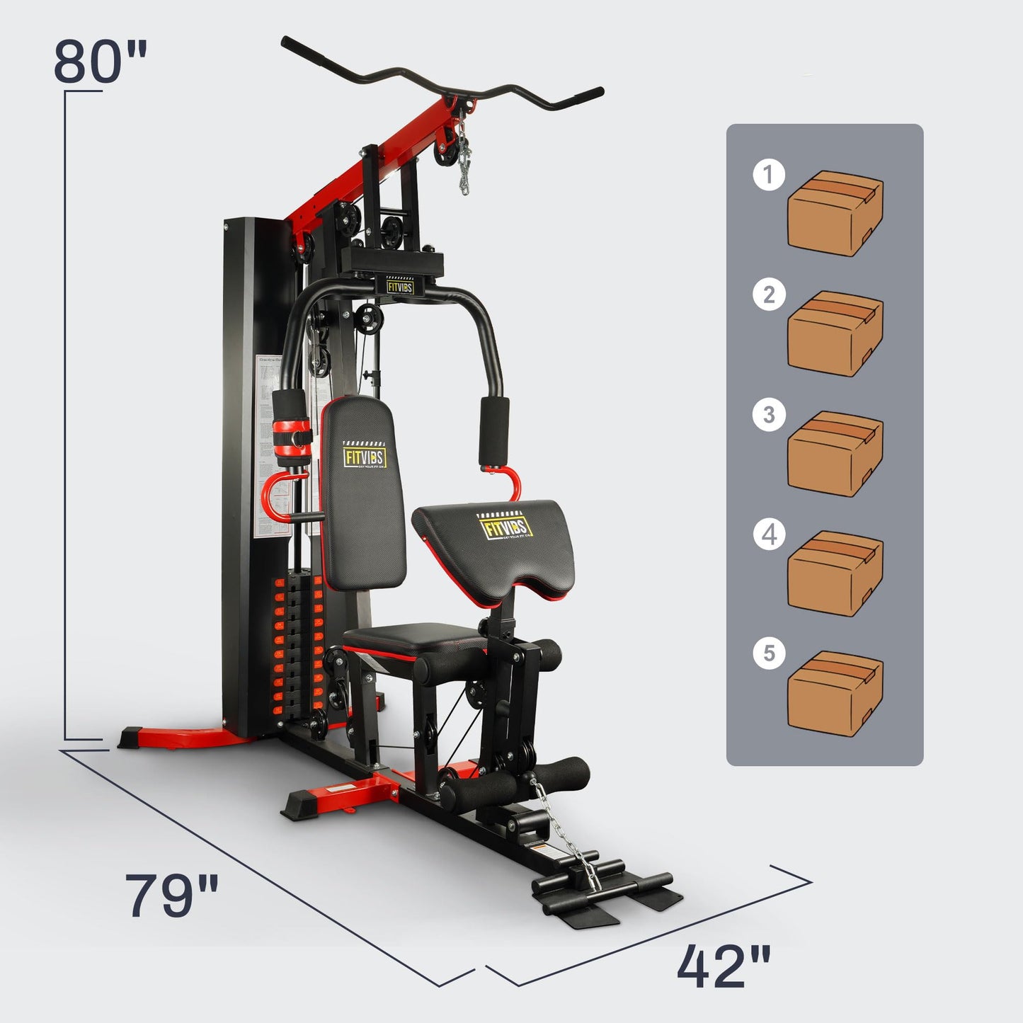Fitvids Multifunctional Home Gym Equipment with 160 lbs Weight Stack, Full Body Workout Weight Machine with Mat, Strength Training Exercise Equipment with Pulley System & Leg Press, All-in-One Workout