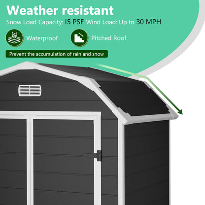 Shed, 6x4.5 ft Resin Storage Shed for Backyard, Durable All-Weather Storage and Sheds & Outdoor Storage, Large Outdoor Storage Box Style Outdoor Shed, Garden Resin Building, Black