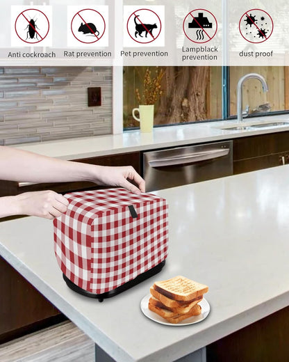 Toaster Oven Covers - Dustproof Red White Plaid & Buffalo Check for 4 Slice Toasters and Small Appliances