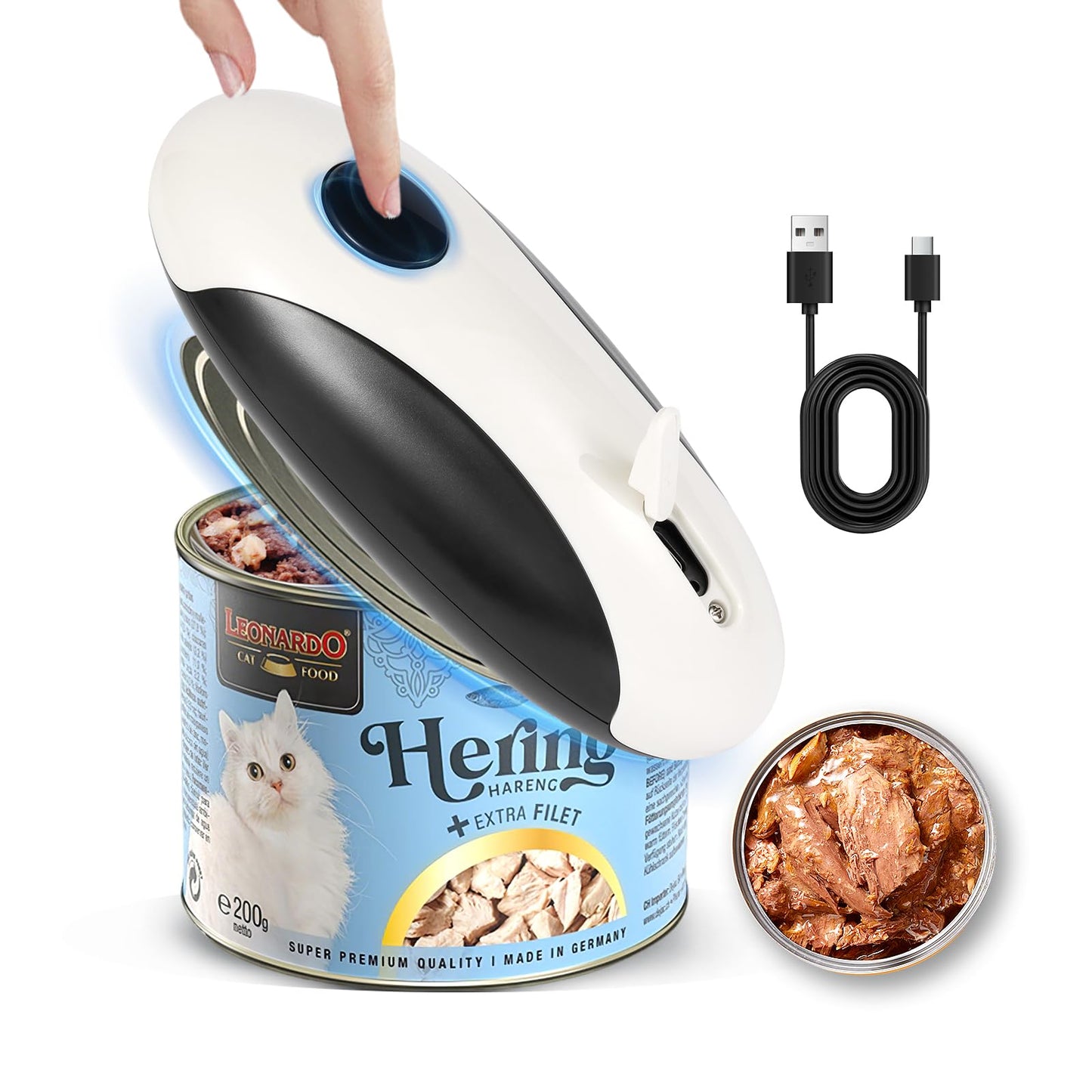 Rechargeable Electric Can Opener, Hands Free for seniors，Food Safe Automatic Can Opener with Smooth Edge,Easy to Use,Works with All Standard Cans