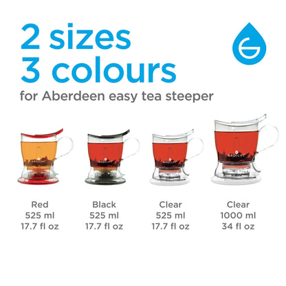 GROSCHE Aberdeen Tea Infuser Teapot & Smart Tea Maker - BPA-Free, Drip-Free Design | Coaster | Easy Brew | Easy Clean Steeper | Loose Leaf Brewing - Stylish Design | 17.7 oz - 525 ml - Black