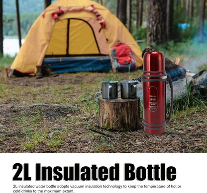 Classic Vacuum Insulated Wide Mouth Bottle, 68oz Stainless Steel Water Bottle with Wide Spout Lid and Handle Strap