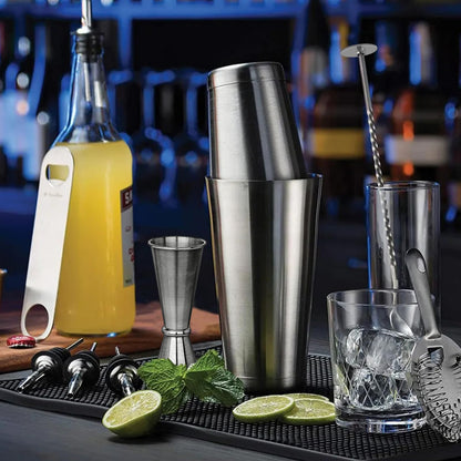 Mwellewm Cocktail Shaker Boston Shaker Set 15 Pcs Professional Bartender Kit Bar Shaker Stainless Steel Drink Shaker Bartending Martini Shaker Tin Mixed Alcohol Shaker Tool for Beginner(Silver)
