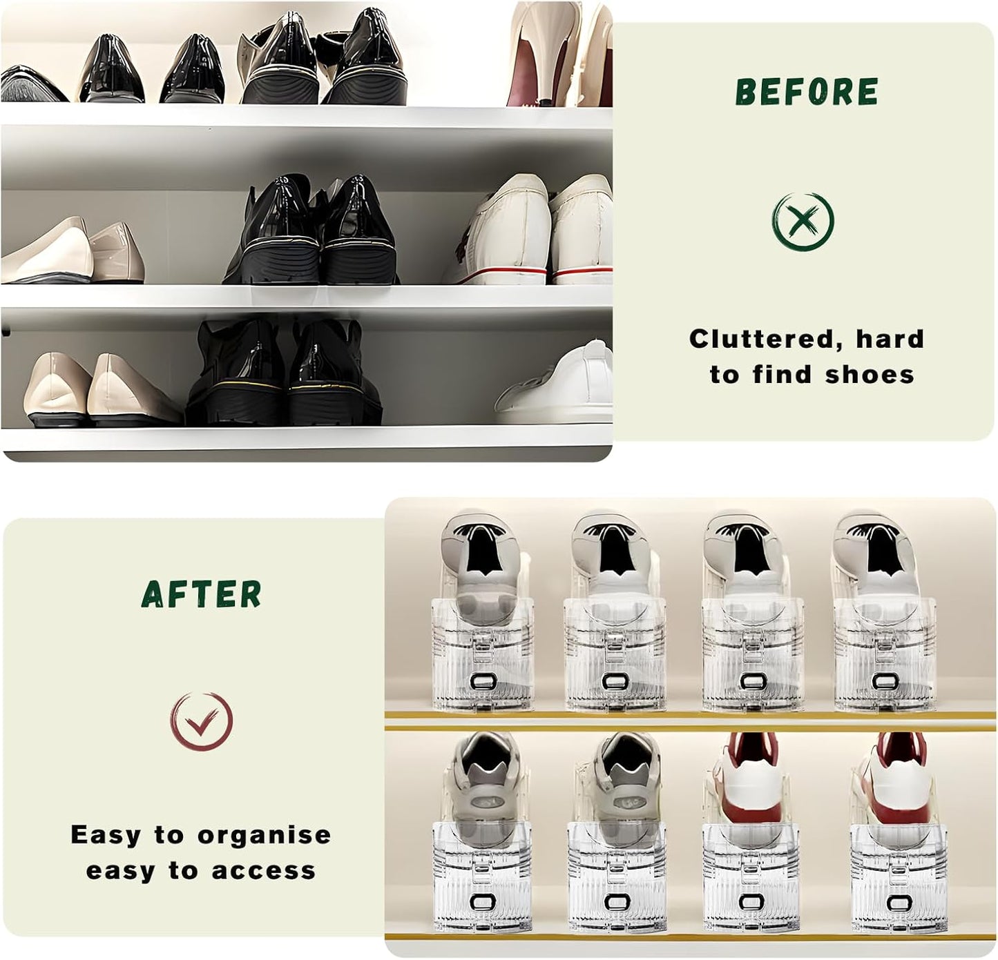 Closet,6 Pack Closet FENRUNXU Shoe Slots Organizer for Shoe Stacker Shoe Rack Organizer for Space Saver Storage Shoe